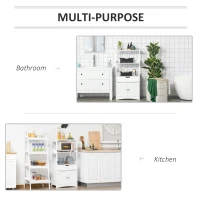 kleankin Bathroom Floor Cabinet, Free Standing Kitchen Cupboard with Shelves, Drawer and Doors, Storage Organizer for Living Room, White(m-6)
