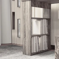 HOMCOM 360° Rotating L Shaped Desk, Corner Computer Desk with Storage Shelves for Home Office, Grey(m-10)