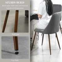 HOMCOM Upholstered Dining Chairs Set of 4, Velvet Accent Chair with Back and Wood-grain Steel Leg for Kitchen, Dark Grey(m-6)