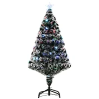 HOMCOM 4ft Pre-Lit LED Optical Fiber Christmas Tree Artificial Seasonal Decor(m-11)