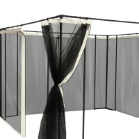Outsunny Replacement Mosquito Netting for Gazebo 10' x 13' Black Screen Walls for Canopy with Zippers for Parties and Outdoor Activities, Cream White(m-6)