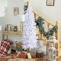 HOMCOM 6ft Tall Pencil Artificial Christmas Tree with 479 Branch Tips with Steel Base, White