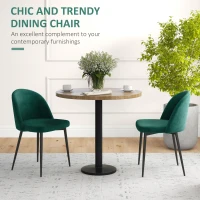 HOMCOM Set of 2 Mid-Back Dining Chair, Mid-Back Velvet-touch Upholstery Kitchen Chair for Living Room Dining Room, Green(m-4)