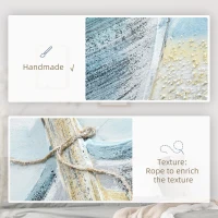 HOMCOM Boat Wall Art Hand-Painted Canvas Painting Beach Artwork Modern Framed Prints for Living Room Bedroom Decor Blue, 35.5" x 35.5"(m-4)