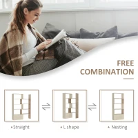 HOMCOM Corner Bookcase, Rotating Storage Display Shelf, Multifunction Tall Bookshelf, Space Saving Room Divider for Home Office, White Oak(m-6)