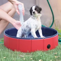 PawHut Foldable Pet Swimming Pool, Portable Dog Bathing Tub, 12" x 63" Plastic Large Dog Pool for Outdoor Dogs and Cats(m-2)
