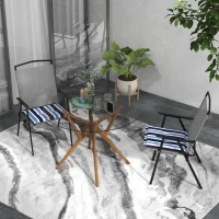 Outsunny 2-Piece Seat Cushion Replacement, Outdoor Patio Chair Cushions Set with Ties, Button Tufted, Blue White Strip(m-6)