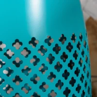 Outsunny 12.5" Steel Outdoor Side Table, Round Hollow Drum Patio End Table, Accent Table for Indoor and Outdoor, Blue(m-7)