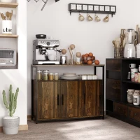 HOMCOM Industrial Sideboard Buffet Cabinet, Kitchen Cabinet with Adjustable Shelves, Coffee Bar Cabinet for Living Room, Bedroom, Hallway, Rustic Brown(m-2)