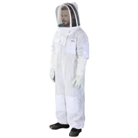 Outsunny Bee Suit for Men & Women, Beekeeping Jacket with Gloves & Ventilated Veil Hood, Multi-Size Protective Outfit, XXXL, Cream White(m-11)
