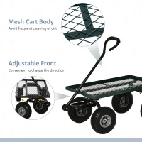 Outsunny Heavy Duty Garden Wagon Cart with 10" Wheels, 330 lbs Capacity, for Garden, Beach, Lawn, Black(m-6)