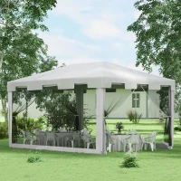 Outsunny 10x13ft Gazebo Party Tent Outdoor Canopy Garden Sun Shade w/Mesh Sidewalls, White(m-1)