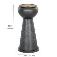 Outsunny 28" Tall Outdoor Water Fountain with LED Lights, Bowl Garden Waterfall Fountain with Adjustable Flow, Outdoor Water Feature with Cut-out Floral Base, Dark Grey and Yellow(m-3)