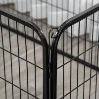 PawHut 32"W 4-Panel Metal Dog Pen Exercise Pet Playpen Dog Indoor/Outdoor Fence, Black(m-8)