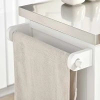 HOMCOM Kitchen Island on Wheels with Stainless Steel Top, Spice Rack, Drawers, Rolling Bar Cart with Storage, White(m-10)