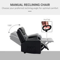 HOMCOM PU Leather Reclining Chair, Recliner Chair for Living Room with Footrest and 2 Side Pockets, Black(m-4)