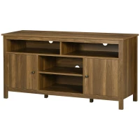 HOMCOM TV Stand for TVs up to 55", TV Unit with Storage Cupboard and Shelves, 55.1" x 15.7" x 27", Walnut(m-11)