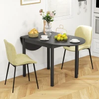HOMCOM Solid Wood Kitchen Table, Drop Leaf Tables for Small Spaces, Folding Dining Table, Black(m-8)