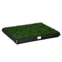 PawHut Dog Grass Pad with Tray, Artificial Grass for Dogs, Doggy Bathroom Toilet Potty Tray Indoor Outdoor Puppy Potty Training (51 x 63 CM)(m-2)
