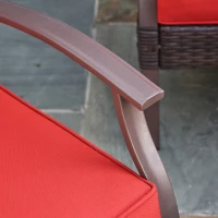 Outsunny 4 PCS Patio PE Rattan Wicker Sofa Set Outdoor Conversation Furniture w/ Two Tier Tea Table & Cushions, Red(m-9)