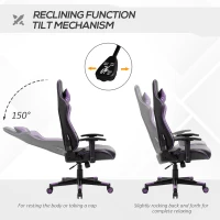 Vinsetto Gaming Chair Racing Style Ergonomic Office Chair High Back Computer Desk Chair Adjustable Height Swivel Recliner with Headrest and Lumbar Support, Purple(m-5)