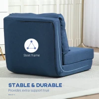 HOMCOM Floor Chair, Convertible Floor Sofa Bed, Folding Upholstered Couch Bed with Adjustable Backrest, Dark Blue(m-7)