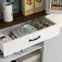 HOMCOM 71" Tall Kitchen Cabinet, Farmhouse Pantry Cabinet w/ Barn Doors, 6 Shelves w/ 2 Doors, Drawer and Adjustable Shelves, White(m-9)