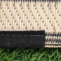 Outsunny Reversible Outdoor Rug, 9' x 18' Waterproof Plastic Straw Floor Mat, Portable RV Camping Carpet, Large Floor Mat for Deck, Backyard, Picnic, Beach, Black & Beige(m-8)