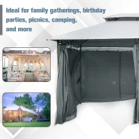 Outsunny 10' x 13' Outdoor Soft Top Gazebo Pergola with Curtains, 2-Tier Steel Frame Gazebo for Patio, Sage Gray(m-6)