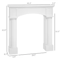 HOMCOM Modern Fireplace Mantel, Freestanding Fireplace Surround for Electric Fireplaces, 43.3" W x 39.8" H, White(m-3)