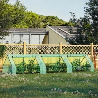 Outsunny 158" x 39" x 32" Plant Greenhouse Portable Garden Seed Flower Tunnel Growing Tent 3 Large Zippered Roll-up Doors Backyard Gardening Planter Green(m-1)