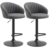 HOMCOM Modern Upholstered Adjustable Barstools with Swivel Seat, Linen Touch Fabric, Steel Frame, Footrest, ‎Gray(m-11)