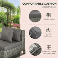 Outsunny Patio Furniture Set, 9 Piece Outdoor Sectional Sofa, All-Weather PE Rattan Wicker Conversation Set with Chairs, Ottoman, Loveseat, Coffee and Side Table, Cushions, Gray(m-5)