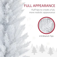 HOMCOM 8ft Pencil Christmas Tree, Slim Artificial Christmas Tree with Realistic Branches and Warm White LED Lights, White(m-6)
