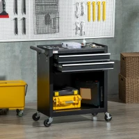 DURHAND 2-Drawer Rolling Tool Chest on Wheels, Metal Tool Cabinet for Warehouse, Workshop and Garage, Black(m-1)