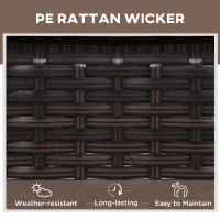 Outsunny 3 Pieces Wicker Patio Lounger Set with Table, PE Rattan Outdoor Lounge Chair Set with Cushions, Wheels, 5-Level Reclining Backrest, Headrest, Brown/Cream(m-4)