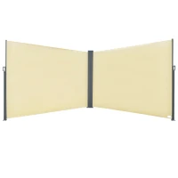 Outsunny 20' Double Retractable Patio Side Awning Garden Sun Shade with UV-Fighting Screen, Auto Pull-Back Function, & Steel Frame, Outdoor or Indoor Use, Beige(m-1)