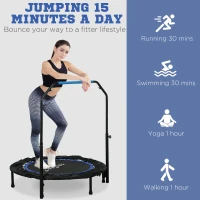 Soozier 40" Foldable Mini Fitness Trampoline, with Adjustable Foam Handle, Blue(m-7)