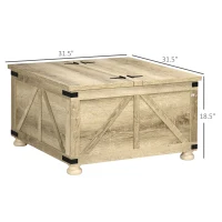 HOMCOM Farmhouse Coffee Table with Storage, Large Square Coffee Table for Living Room Furniture, Wooden Center Table(m-3)