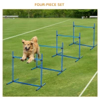 PawHut Set of 4 Dog Agility Training Equipment Adjustable Jump Bar Pet Exercise Kit with Carrying Bag (Blue)(m-5)