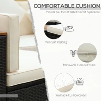 Outsunny 6 Piece Patio Furniture Set, All Weather Outdoor Rattan Sectional Sofa Couch with Chaise Lounge Sides, Coffee Table & Chairs, Conversation Set with Pillows & Cushions, Gray(m-5)