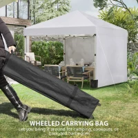 Outsunny 10' x 10' Pop Up Canopy with Sidewalls, Roller Bag, Height Adjustable Instant Tent for Outdoor, Garden, Patio, White(m-9)