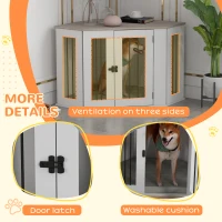 PawHut Dog Crate Furniture with Cushion, 41 Inch Corner Design Dog Crate End Table for Medium Dogs, Multi Colour(m-6)