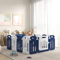 Qaba Foldable Baby Playpen, 57" x 57" Baby Play Yard, Kids Activity Center with Anti-Slip Base, 14 Panels(m-2)