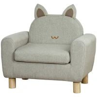 Qaba Kids Sofa Chair Seat with Kitten Ear Backrest, Grey(m-11)