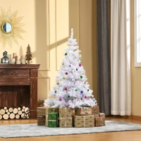 HOMCOM 4.9ft Artificial Christmas Tree Xmas Holidays Decor with Ornament White(m-1)