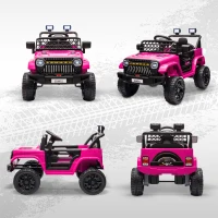 Qaba 12V Ride on Truck, Electric Car for Kids with Remote Control, Suspension, 3 Speeds, USB Music Headlights, Pink(m-10)