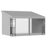 Outsunny 10' x 13' Wall Pergola, Outdoor Gazebo with 2 Curtains and 2 Nettings, UV Resistant, for Patio, Deck, Light Grey(m-11)