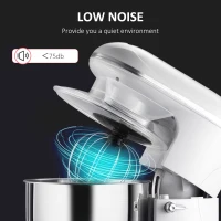 HOMCOM Stand Mixer with 6+1P Speed, 600W Tilt Head Kitchen Electric Mixer with 6 Qt Stainless Steel Mixing Bowl, Beater, Dough Hook and Splash Guard for Baking Bread, Cakes, and Cookies, Silver(m-7)