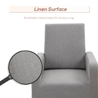 HOMCOM Accent Lounge Rocking Chair with Solid Curved Wood Base and Linen Padded Seat, Grey(m-6)